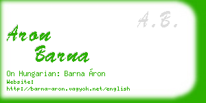 aron barna business card